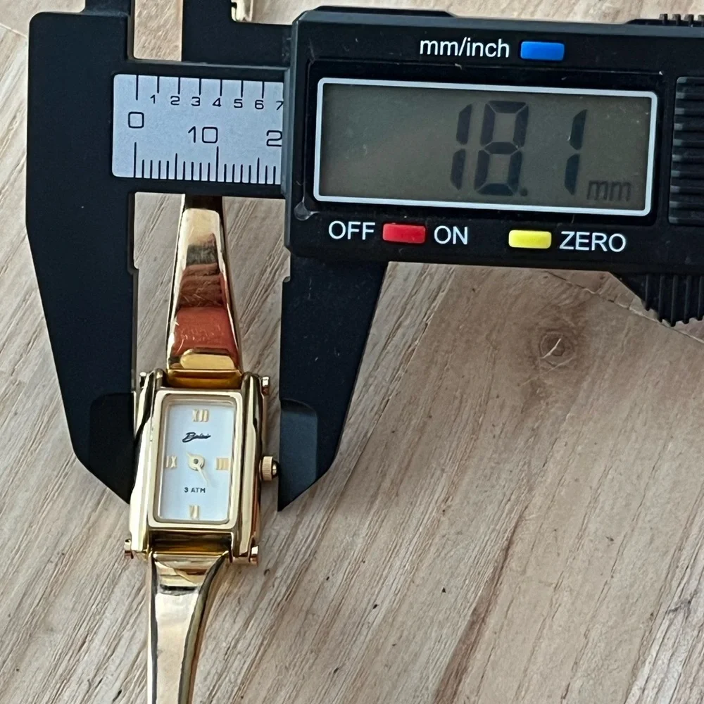 Belair Luxury Ladies Watch White Rectangular Dial Gold-Tone Bangle Bracelet